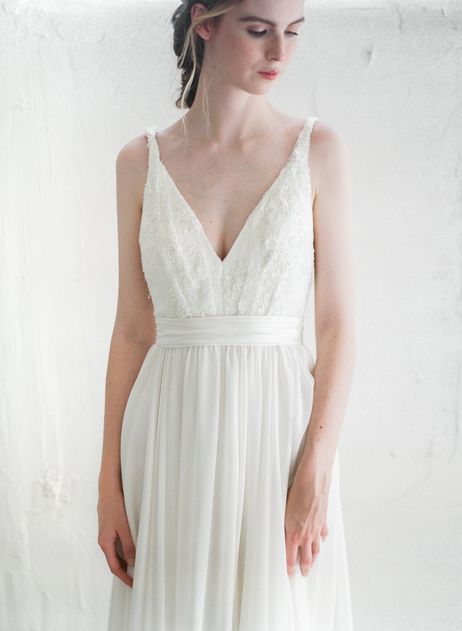 off-white silk sash for wedding dress