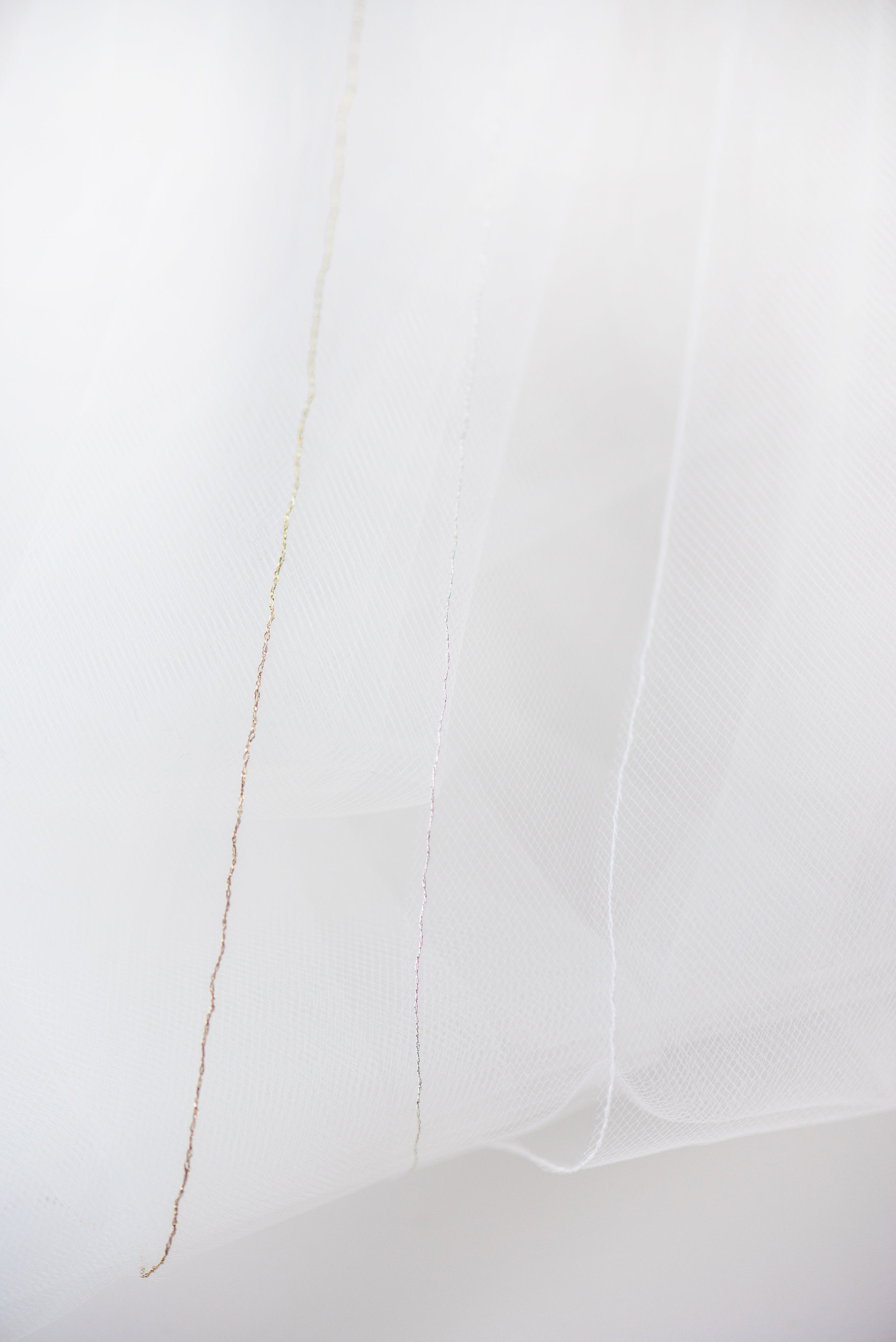 simple classic tulle veil with gold or silver thread trim